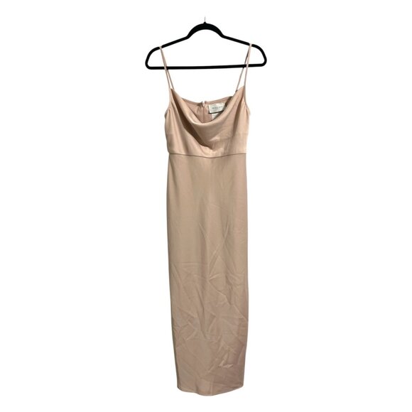 BHLDN Cali Satin Cowl Neck Midi Dress Beige size US 6 - Picture 3 of 16